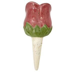 vintage pink flower Self Watering Plant Spike ceramic art pottery garden